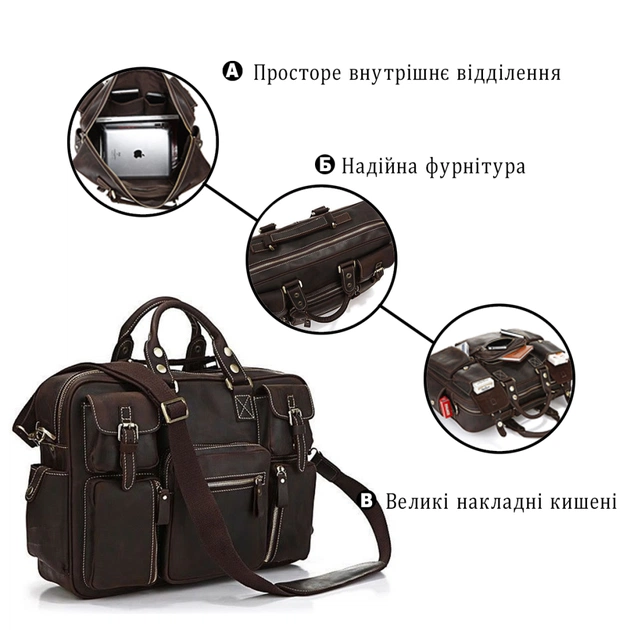 Сумка Vintage Коричневая (14052) - изображение 4