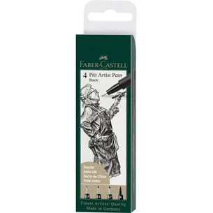 Лайнер Faber-Castell набір ручок капілярних PITT ARTIST PENS (S, F, M, B) колір чорнний 4 шт (15434) зображення 1