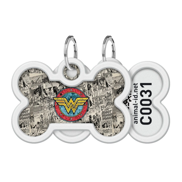 Адресник для тварин WAUDOG Smart ID з QR паспортом "Диво-жінка 2" кістка 40х28 мм (0640-1013) - picture 1