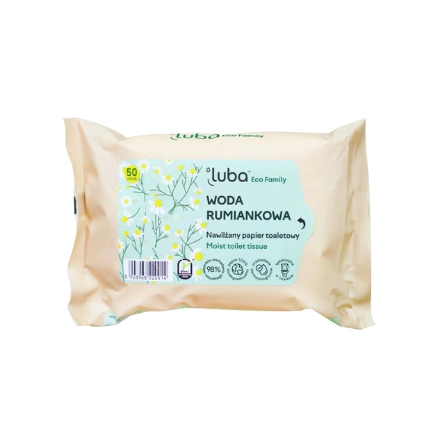 Туалетний папір Luba Eco Family Зволожений з ромашковою водою 50 шт. (5903968220914) - picture 1