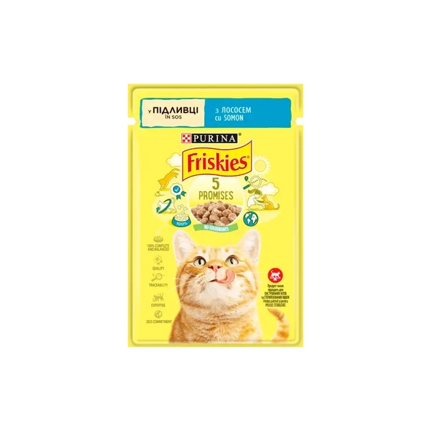 Влажный корм для кошек Purina Friskies кусочки в подливе с лососем 85 г (7613036962230) - изображение 1