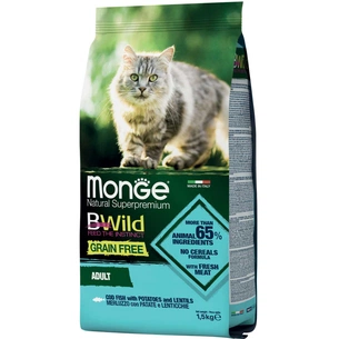 Сухий корм для кішок Monge Cat Bwild GR.FREE зі смаком тріски 1.5 кг (8009470012058) зображення 1