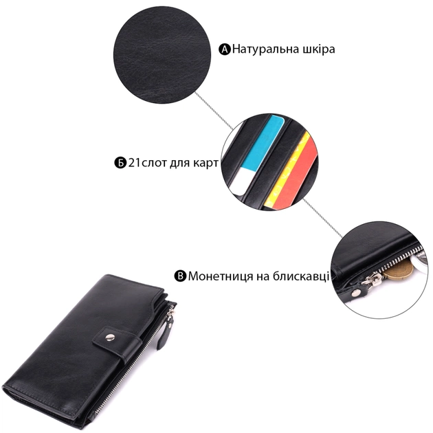 Гаманець Vintage З натуральної шкіри Чорний (22885) - изображение 4