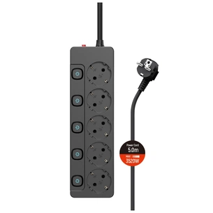 Мережевий фільтр живлення ColorWay CW-PSEA55SBK 5 розеток5м (CW-PSEA55SBK) зображення 1