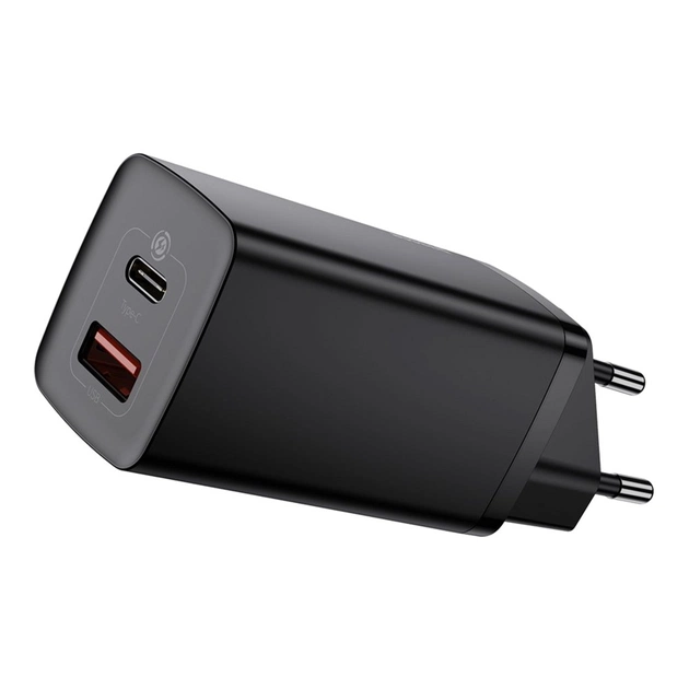Зарядное устройство Baseus 2xUSB 65W GaN (USB-C+USB-A) black (CCGAN2L-B01) - изображение 1