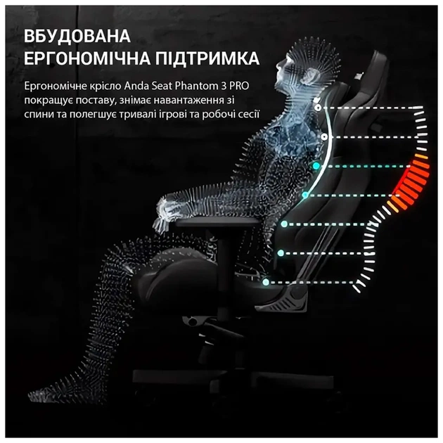 Крісло ігрове Anda Seat Phantom 3 Pro Fabric Size L Black (AD18YC-06-B-F) - зображення 9