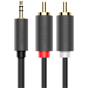 Кабель мультимедійний 3.5mm M to 2xRCA M 2.0m AV102 black Ugreen (10510) picture 1