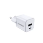 Мережевий зарядний пристрій Choetech (USB-C+USB-A) White (PD5012-EU-WH) - зменшене зображення 1