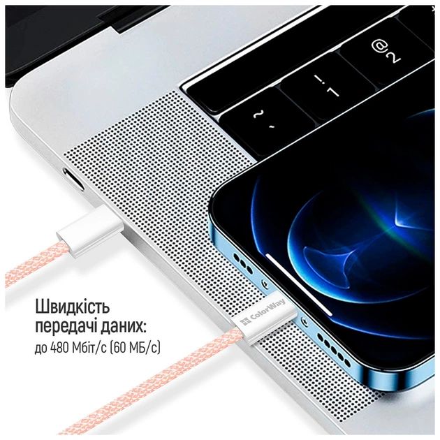 Дата кабель USB-C to Lightning 1.0m 27W pink ColorWay (CW-CBPDCL061-P) - picture 11