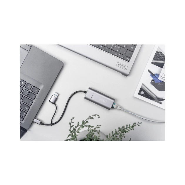 Перехідник USB-C + USB 3.0 to RJ45 2500Mbps Ethernet Digitus (DN-3028) - picture 4
