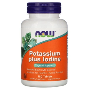 Мінерали Now Foods Калій плюс йод, Potassium Plus Iodine, 180 таблеток (NOW-01452) зображення 1