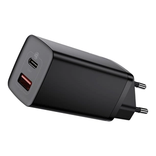 Зарядний пристрій Baseus 2xUSB 65W GaN (USB-C+USB-A) black (CCGAN2L-B01) зображення 1