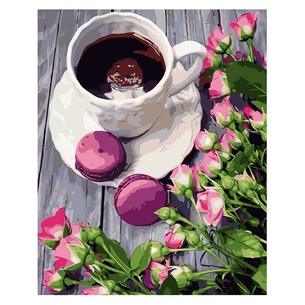 Картина по номерам Strateg Кава з макарунами 40х50 см VA-0780 зображення 1