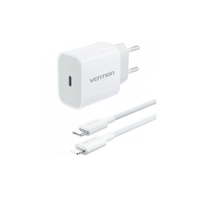 Зарядное устройство Vention 1xUSB-C PD20W + cable USB-C to Lightning white (G17W0-EU) - изображение 1