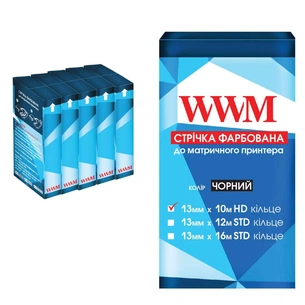Стрічка до принтерів 13мм х 10м HD к. Black*5шт WWM (R13.10H5) зображення 1