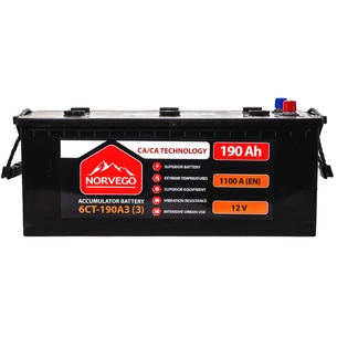 Акумулятор автомобільний NORVEGO ВЕСТА 190A +лів (3) (1100 пуск) зображення 1