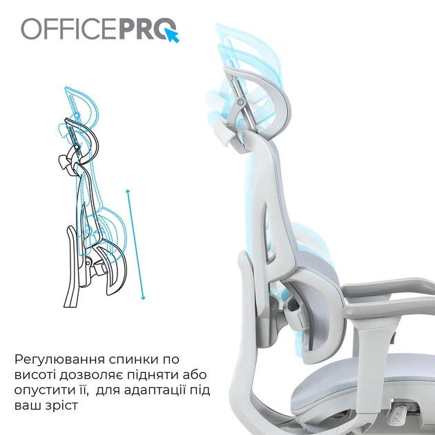 Кресло офисное OfficePro Elite OC950GLB Gray/Light Blue - изображение 5
