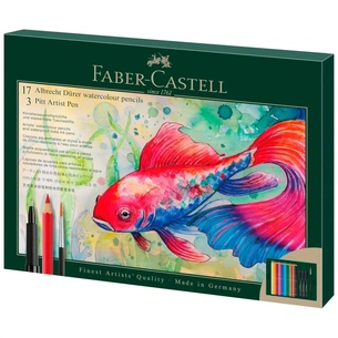 Олівці кольорові Faber-Castell AlbrechtDrer17 кольорів з аксесуарамив картонній подарунковій коробці (217552) (33027) зображення 1