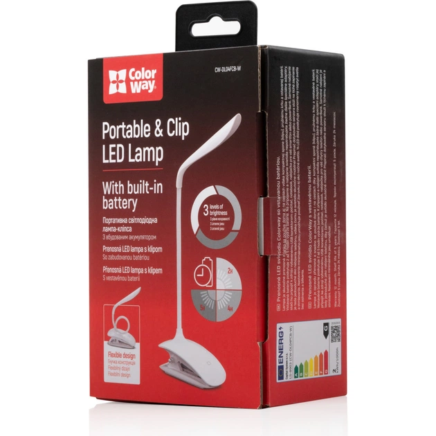 Настільна лампа ColorWay LED Flexible & Clip з вбудованим акумулятором 500mAh (CW-DL04FCB-W) - picture 5