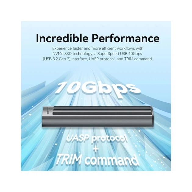Кишеня зовнішня Vention SSD M.2 (NVME) M-key USB Type-C 3.2 10Gbps Heat Sink Aluminum (KPKH0) - picture 4