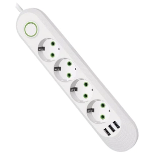 Мережевий фільтр живлення Voltronic F04U, 4роз EU, 3*USB White (F04U-White) зображення 1