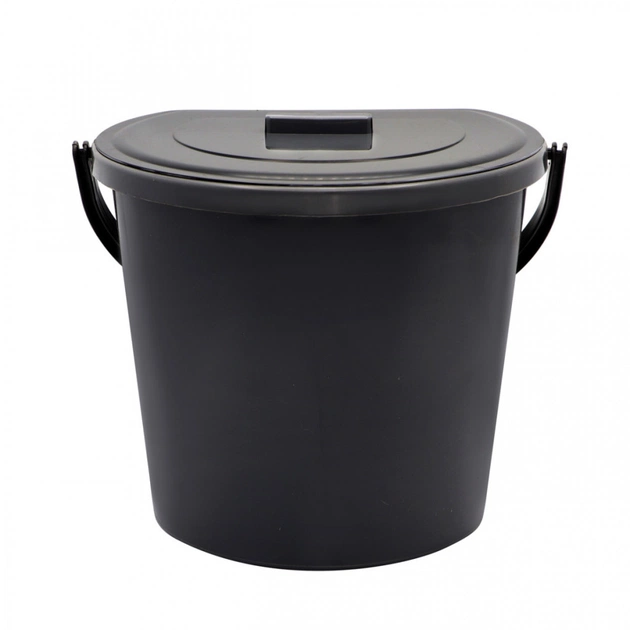Відро господарське Горизонт Пристінне з кришкою Металік 11 л (гор-02033/металік) - picture 1