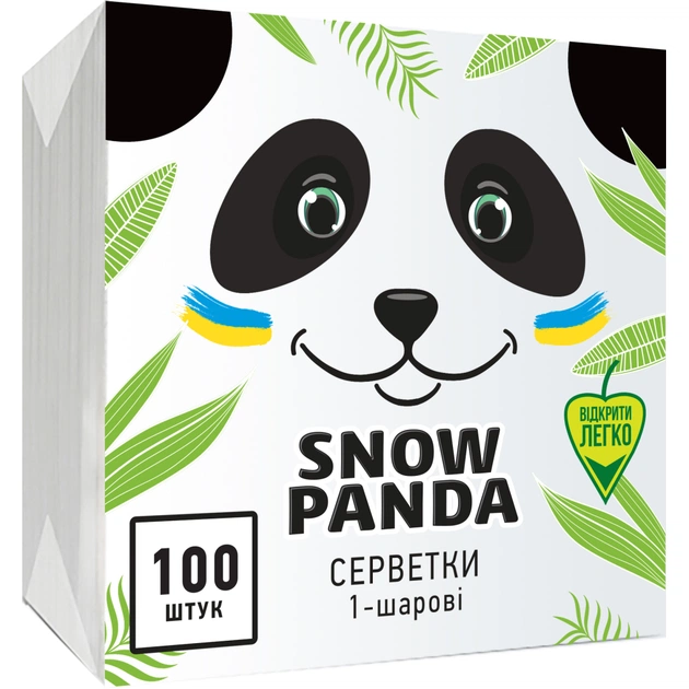 Салфетки столовые Сніжна Панда однослойные белые 24x24 см 100 шт. (4823019007879) - изображение 1