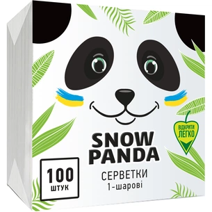 Серветки столові Сніжна Панда одношарові білі 24x24 см 100 шт. (4823019007879) зображення 1