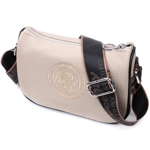 Сумка Vintage Жіноча з вишивкою на лицьовій стороні з натуральної шкіри Бежева (22625) зображення 1