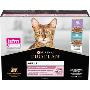 Вологий корм для кішок Purina Pro Plan Delicate Digestion Мультипак індичка та океанічна риба 10 х 85 г (8445290855817) изображение 1