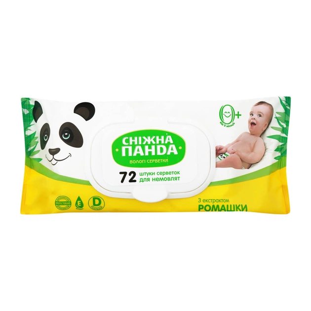 Дитячі вологі серветки Сніжна Панда для немовлят Ромашка 72 шт. (4820183970473) - зображення 1