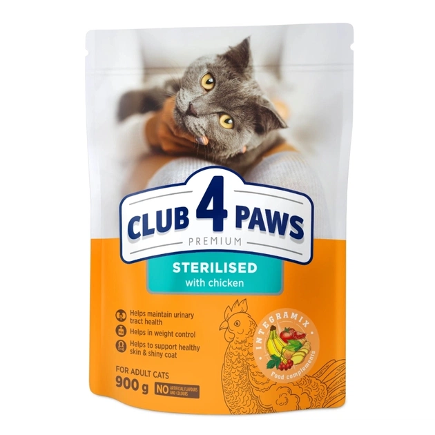 Сухий корм для кішок Club 4 Paws Преміум Sterilised з куркою 900 г (4820269144811) - зображення 1