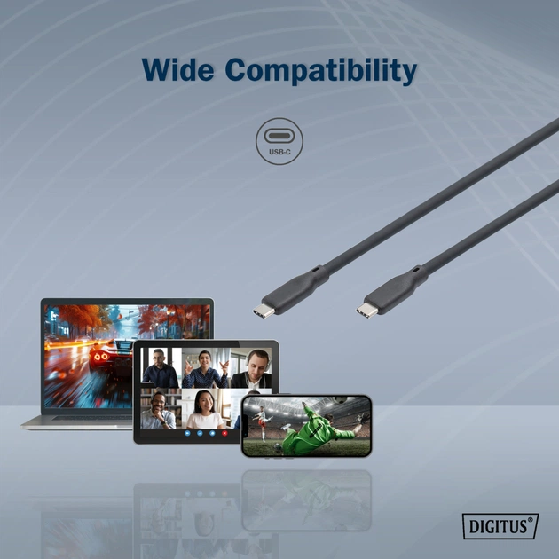 Дата кабель USB-C to USB-C 1.0m USB 3.2 Gen2 10G 100W 4K silicone black Digitus (AK-300342-010-S) - picture 9