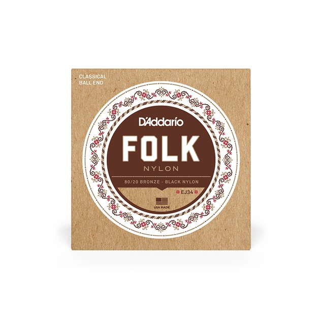 Струни для гітари D'Addario Folk Nylon 80/20 Bronze Ball End Black Treble (EJ34) - зображення 1