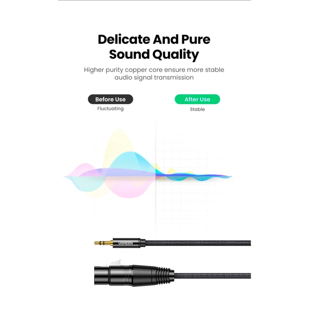 Кабель мультимедійний 3.5mm M to XLR F 1.0m AV182 black Ugreen (20763) - picture 4