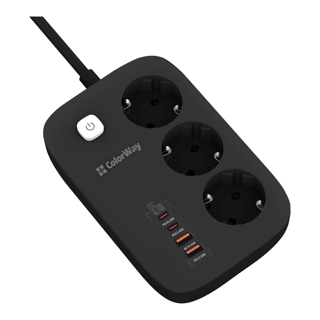 Мережевий фільтр живлення ColorWay CW-CHE34PDB 3 роз/4USB GaN3 Pro (CW-CHE34PDB) - зображення 4