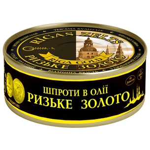Рибні консерви Ризьке золото Шпроти в олії 240 г (4820062446419) зображення 1
