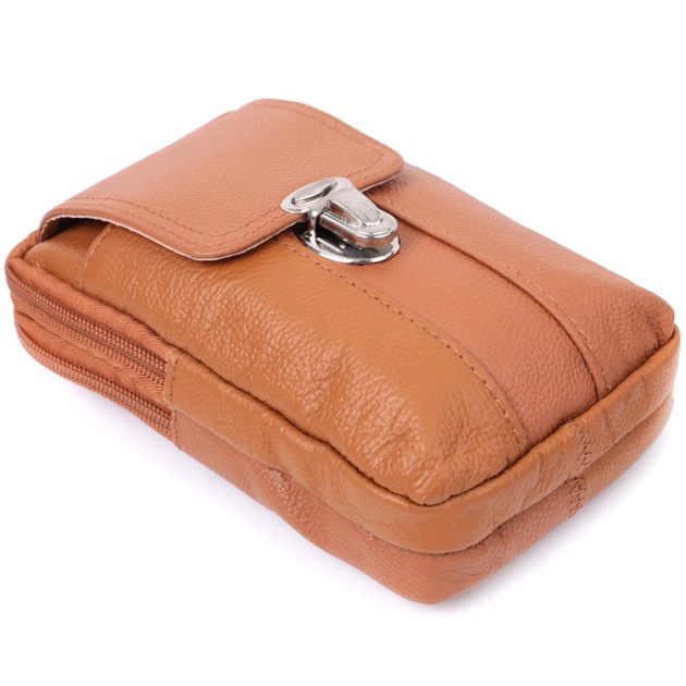 Сумка Vintage На пояс на два відділення з натуральної шкіри Руда (22737) - зображення 6