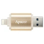 USB флеш накопичувач Apacer 128GB AH190 Gold USB 3.1/Lightning (AP128GAH190C-1) - зменшене зображення 4