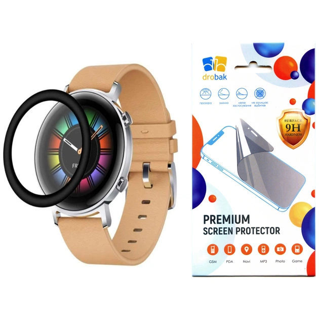 Скло захисне Drobak Huawei Watch GT3 42mm Black Frame A+ (313181) - изображение 1