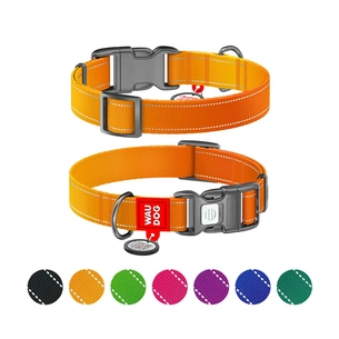 Нашийник для тварин WAUDOG Nylon Mono з QR паспортом, пластиковий фастекс S помаранчевий (52094) зображення 1