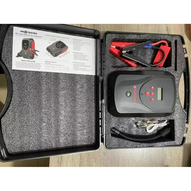 Пуско зарядний пристрій Protester Jump Starter, з компресором 2-в-1, 12V, 2000А (PRO-JS158) - picture 3