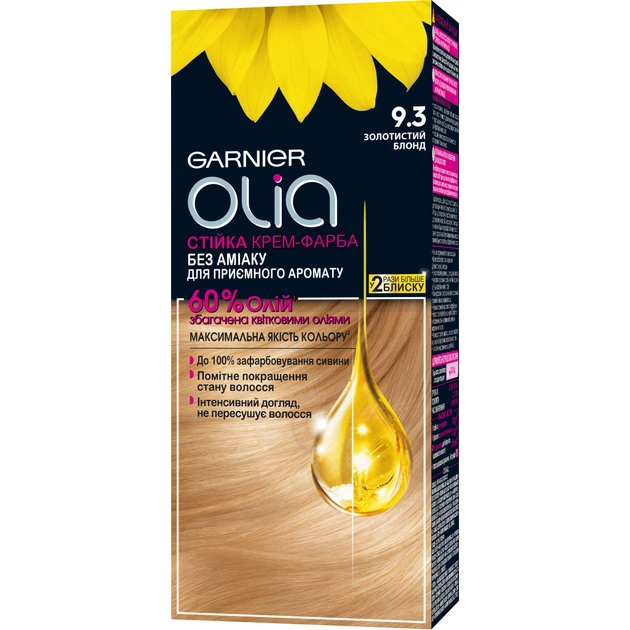 Фарба для волосся Garnier Olia 9.3 Золотистий блонд 112 мл (3600542243582) - изображение 1