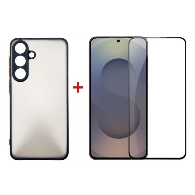 Чохол до мобільного телефона Dengos Matte Kit for Samsung Galaxy S25 FE case + glass Black (DG-KM-168) - зображення 1