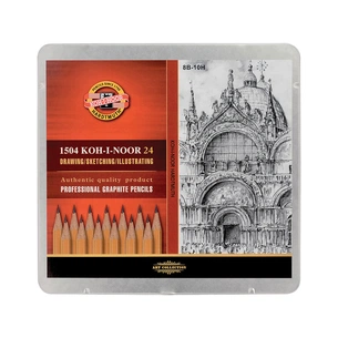 Олівець графітний Koh-i-Noor Набір 8В-10Н металевий пенал 24 шт (1504) зображення 1