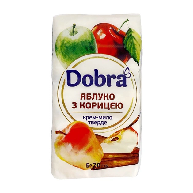 Твердое мыло Dobra Яблоко с корицей 5 х 70 г (4820195509203) - изображение 1
