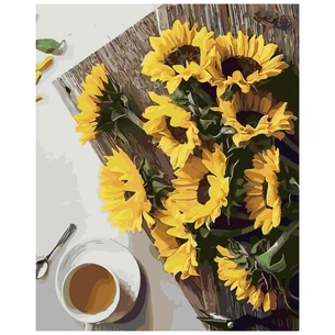 Картина по номерам Strateg Соняшники до кави 40х50 см (SY6341) зображення 1