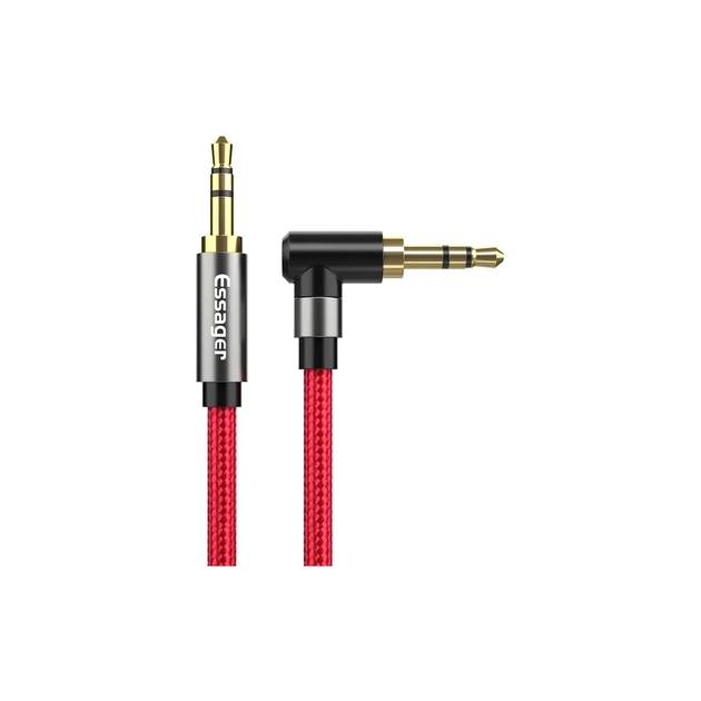 Кабель мультимедийный 3.5mm M to 3.5mm M 1.5m 90° corner red Essager (EYP35-WTA09) - изображение 1