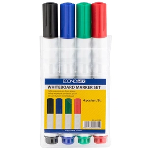 Набір маркерів Economix 4 маркери для білих дошок 2-3 мм в блістері (E11805) зображення 1