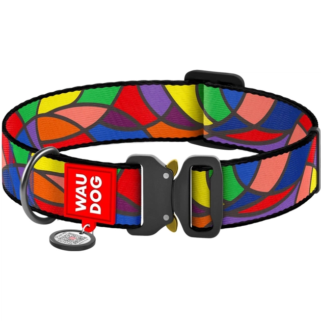 Ошейник для животных WAUDOG Nylon с QR паспортом "Витраж" металлическая пряжка-фастекс М (5175) - изображение 1